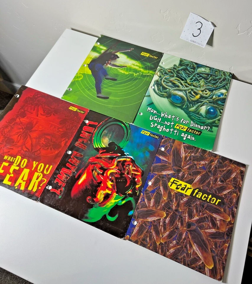 Mead Portfolio Folders Fear Factor TV Show Y2K Folders What Do You Fear Lot of 5 - Image 1 of 4
