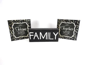 Set 2 quadri appendiabiti da parete su tela arte casa e insieme / 1 famiglia arte legno - Foto 1 di 5