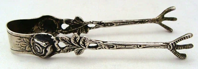 800 Silver Embossed Rose Sugar Tongs With Claws - Image 1 of 4