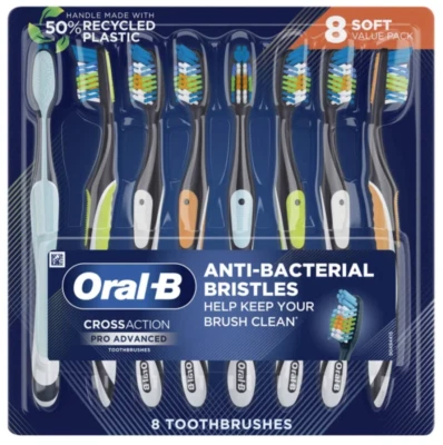 Oral-B Pro-Health Cross Action Pro Cepillo de dientes avanzado Paquete de 8 CEPILLOS SUAVES Foto 1 de 2