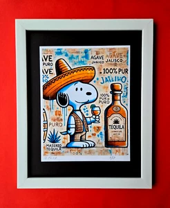 AIDAN FLUX | Hand Signed Highly Collectable Print X/69 SNOOPY LOVES TEQUILA COA - Picture 1 of 4