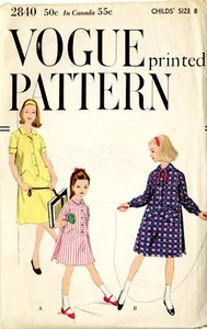 1958 Vintage VOGUE Pattern 2840 Child's One Piece Dress Girl's Dress Size 8  - Picture 1 of 2