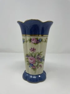 Vintage 7" Noritake handbemalte Vase hergestellt in Japan Blumenmuster blau weiß - Bild 1 von 13