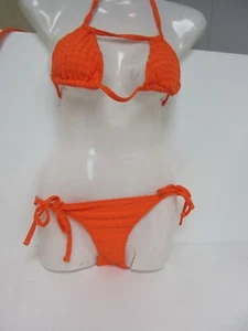 Costume da bagno 2 pezzi tinta unita e a righe arancione a costine misure a XS NUOVO SENZA ETICHETTE - Foto 1 di 2