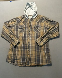 Bke Vintage 1967 Athletic Fit Cappuccio Flanella Uomo XL Plaid Bottone Western - Foto 1 di 7