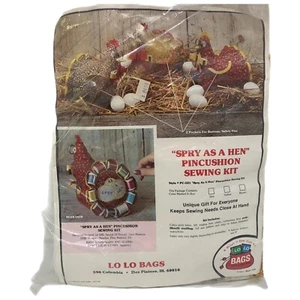 Vintage Lo Lo Bags Spry As A Hen Pincushion Sewing Kit 1978 Red Embroidery New - Picture 1 of 8