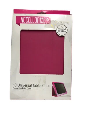 Protective Folio Case, 10" universal tablet case, durable, stand up view,  pink - Image 1 of 4