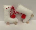 Vintage Christmas Tree Ornament Handmade White/Red Roller Skates, 3”