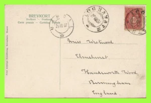 Norway 1907 10o on postcard used to England - Picture 1 of 2