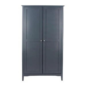 Wardrobe 2 Door Hanging Rail Shelf Bedroom Storage Metal Handles Midnight Blue - Picture 1 of 5