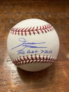 David Dahl Signed Baseball Fanatics MLB Coa MLB Debut Inscription Rangers - Picture 1 of 5