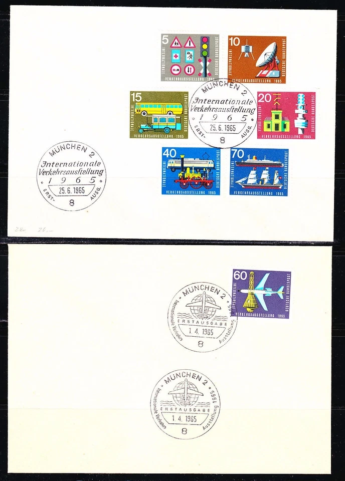 Germany 1965 FDC covers Mi 468-474 Sc 919-925 Transport and Communications SET - Image 1 of 1