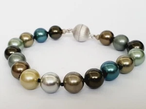 Schmuck Armband Silber 925 rhodiniert MK-Perle 14mm multicolor X246 - Bild 1 von 1