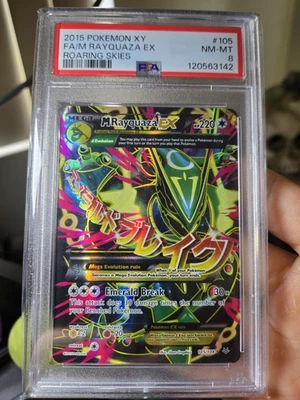 2015 POKEMON XY ROARING SKIES #105 FULL ART/M RAYQUAZA EX PSA 8 - Image 1 of 3