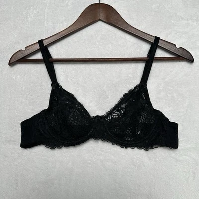 Adore Me Cinthia Black Bra Unlined Underwire Lace Size 36A - Image 1 of 4