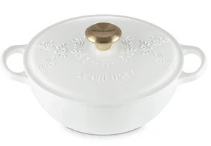 Le Creuset Signature Marmite 24cm Cotton Eternity Lace  Gold Knob Enamel JPN New - Picture 1 of 9