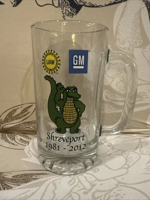 Taza UAW GM Shreveport Gator 2012 cierre de planta conmemorativo Stein Beer Foto 1 de 4