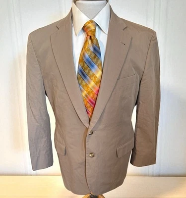 Chaqueta Blazer Brooks Brothers 1818 Madison Abrigo Deportivo Para Hombre 42S Beige Tostado Algodón Foto 1 de 4