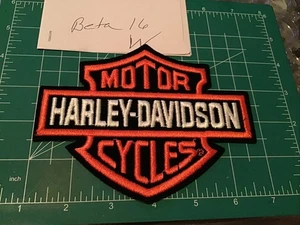 PATCH Harley Davidson Motorräder NEU große 6" Bar and Shield orange auf schwarz - Bild 1 von 8