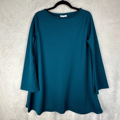 Zara Dress Womens Large Green Knit Long Sleeve Stretch NEW Bell Sleeve Boho - Image 1 of 4