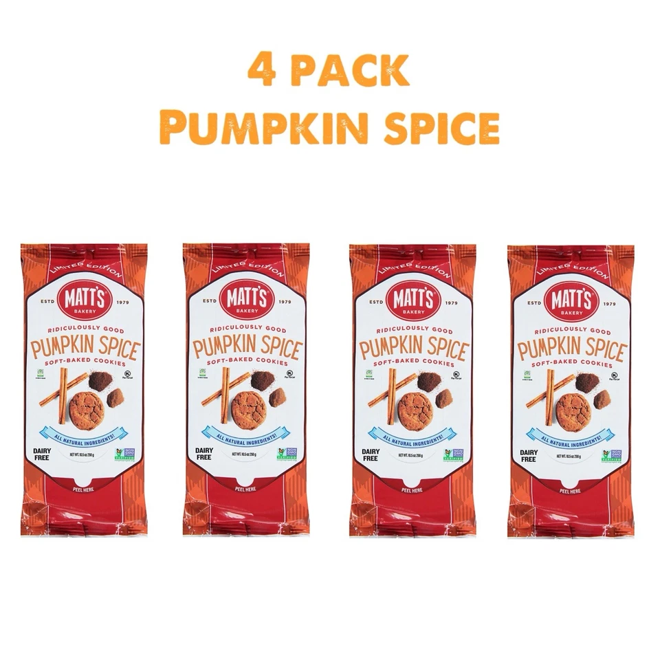 (Paquete de 4) Matt’s Cookies, Pumpkin Spice sabor por tiempo limitado 🍁 🎃 Foto 1 de 3