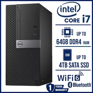 Dell Desktop Computer MT i7 PC 64GB RAM 4TB SSD Windows 11/10 WIFI6 BT5.4 DVD - Picture 1 of 9