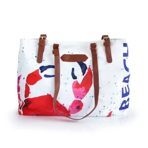 Strandtasche Damen Baumwolle Krebs Motiv – Anemoss Einkaufstasche Groß, Rot - Bild 1 von 8