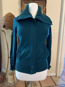 Caslon Womens Blue Zip Up Sweater Long Sleeve Collared  Front Pockets Size L - Picture 1 of 4