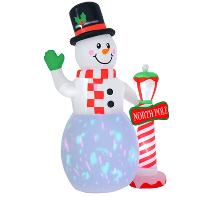 HOMCOM 8ft Christmas Inflatable Snowman with Street Lamp Lighted Decoration — 第 1/4 张图片