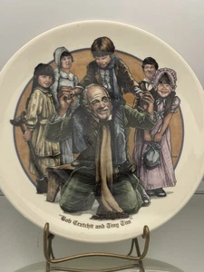 1980 Wedgewood Charles Dickens "Bob Cratchit & Tiny Tim" 9" Teller #2344 - Bild 1 von 2