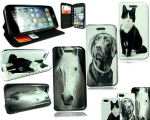 New Premium Leather Dog Cat Horse Pet Case For Apple iPhone 5S 6S + Screen Guard - Picture 1 of 4