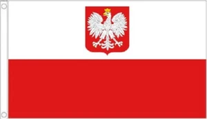 POLAND EAGLE FLAG 5' x 3' Polish State with Eagle Crest Flags Europe European - Picture 1 of 1