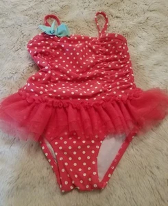 Circo Swimsuit Girls One Piece Size 18 Months EUC Ruffle Polka Dots - Picture 1 of 6