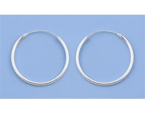 925 Sterling Silver Continuous Hoop Earrings - 1.5 mm X Multiple Diameters - Picture 1 of 3