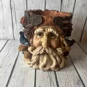 Bosque rústico Santa Claus y pájaros invierno Navidad imitación tallada jardinera - Imagen 1 de 8