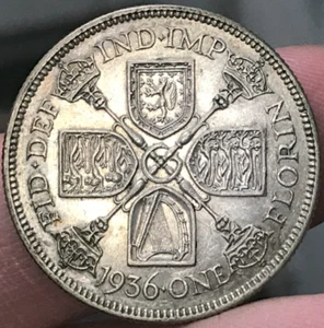 1936 United Kingdom 11.3g .500 Silver - One Florin - George V - Picture 1 of 2