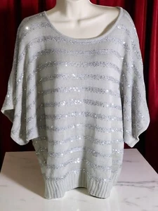 Blusa New York & Company Plateada Para Mujer’s XL Elastizada Manga Corta Top - Imagen 1 de 14