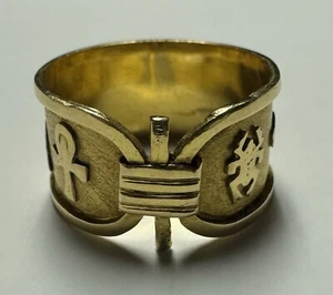 Vintage 14K Gold Egyptian Hieroglyphs Souvenir Sz 9.25 Ring Acid Tested 4g - Picture 1 of 5