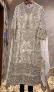 Vestido paquistaní Salwar Kameez listo para usar trajes indio boda fiesta 3 piezas M - Imagen 1 de 8