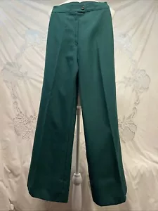 Vintage poly 70s 11.5" wide Bell Bottom Pants Size Emerald Green 25x28 - Picture 1 of 4