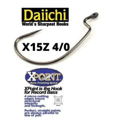 Daiichi X-POINT Bass Fishing Hooks X15Z EWG XGAP Light Wire Wide Gap Any Size - Image 1 of 4