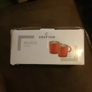 CROFTON 2 ORANGE STONEWARE MUGS SET 414ML BIRTHDAY CHRISTMAS DRINKS - Picture 1 of 1