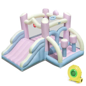 Macron Pastel Bounce House W/ Basketball Hoop Slide Boxing 480W Blower Included - Picture 1 of 8