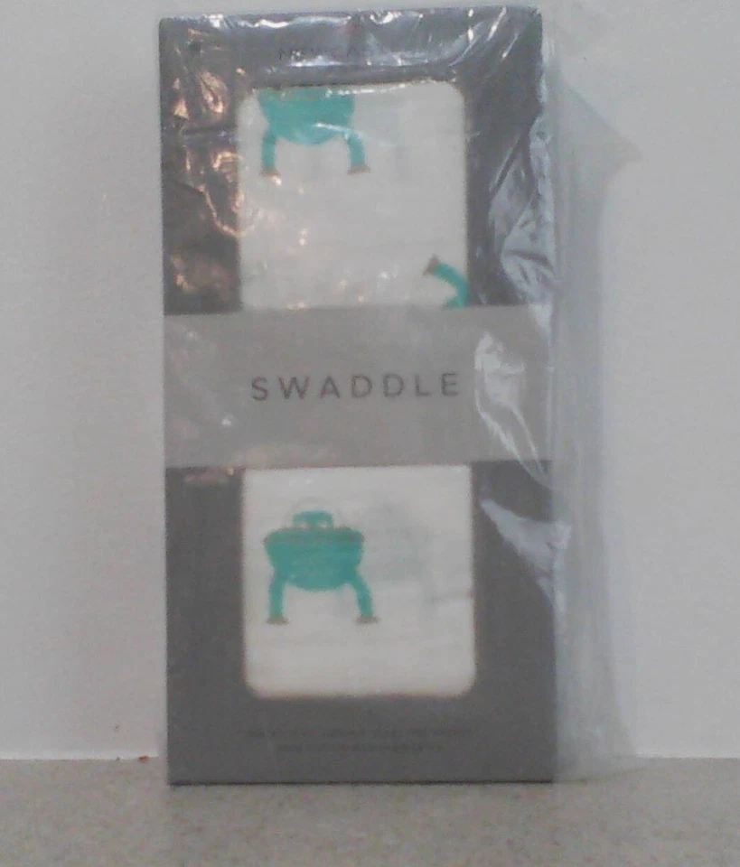 Newcastle Robot Print 100% Cotton Muslin Swaddle Baby Blanket - Image 1 of 1