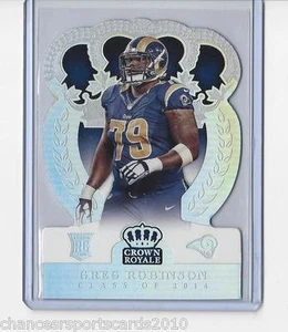 Crown Royale Greg Robinson 2014 radiocontrol holofoil plateado troquelado #d 103/199 Rams - Imagen 1 de 1