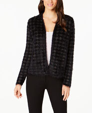 Macy’s Alfani Faux Fur Black Sweater Petite Small Open Jacket