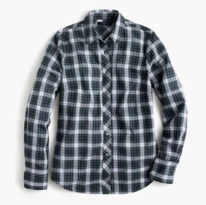 Camisa perfecta para mujer J.Crew nueva con etiquetas, manga larga a cuadros, talla 14, verde y azul, algodón - Imagen 1 de 10