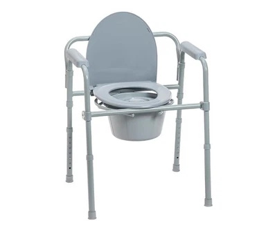 Drive Medical 11148-1 Folding Steel Bedside Commode Chair, Portable Toilet, - Image 1 of 4