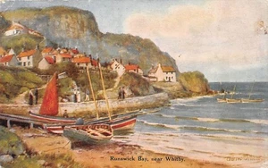 RUNSWICK BAY NEAR WHITBY YORKSHIRE POSTCARD 1922 J T R WARREN WILLIAMS - Picture 1 of 2