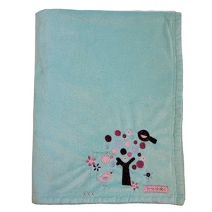 Koala Baby Blanket Little Birdies Turquoise Blue Birds Tree Flowers Girls Infant - Picture 1 of 5